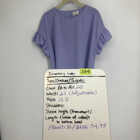 Aritzia Wilfred Periwinkle Ninette Ruffled short sleeve mini wrap dress size S - Picture 16 of 16